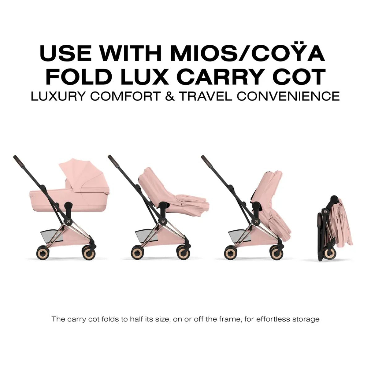 Cybex Coya Stroller (2026) - Style Collection - Rose Gold Frame / Peach Pink Lux Seat - Ultra-Compact Carry-On Fold