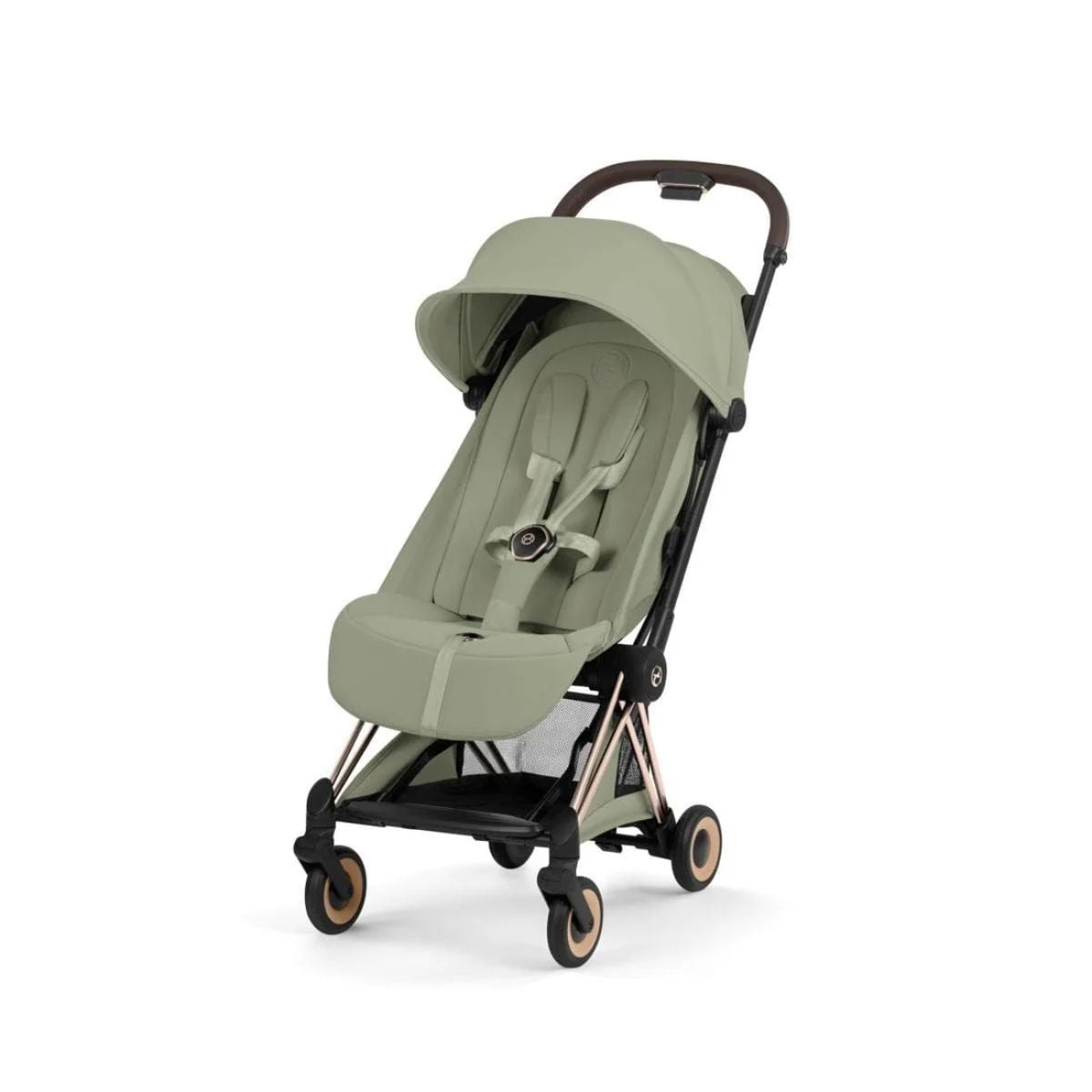 Cybex Coya Stroller (2026) - Style Collection - Rose Gold Frame / Sage Green Lux Seat - Ergonomic Near Lie-Flat Recline
