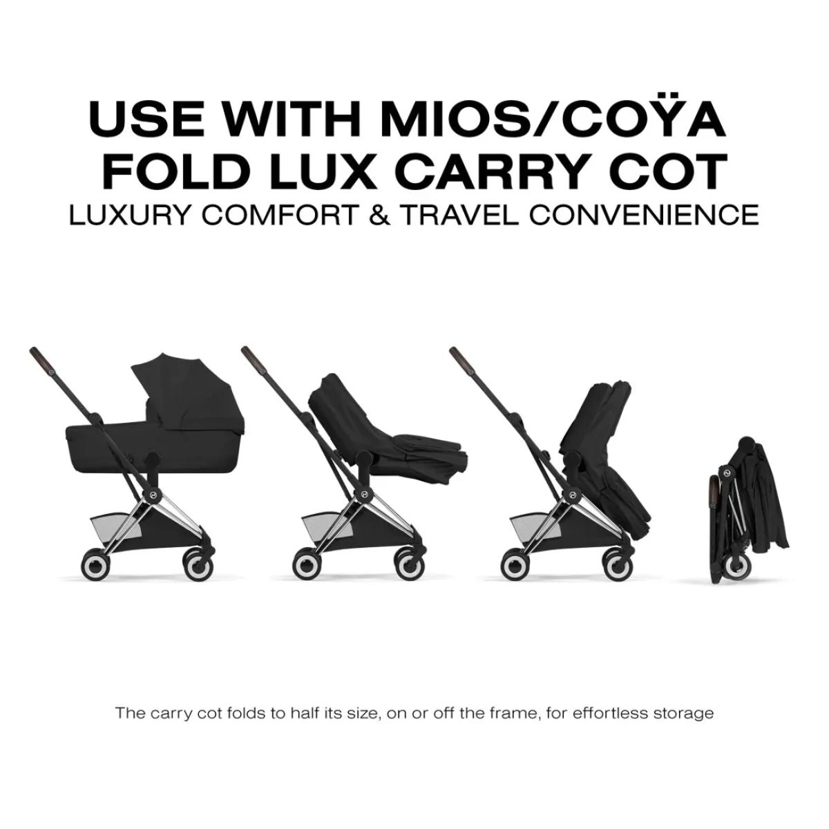 Cybex Coya Stroller (2026) - Style Collection - Chrome Frame / Sepia Black Lux Seat - Ultra-Compact Carry-On Fold