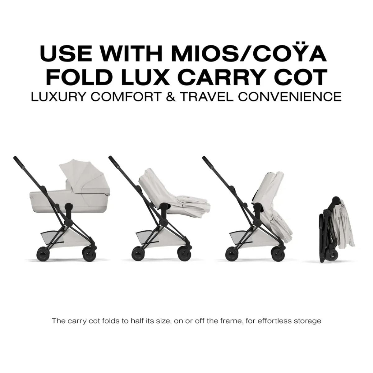 Cybex Coya Stroller (2026) - Style Collection - Matte Black Frame / City Grey Lux Seat - Ultra-Compact Carry-On Fold
