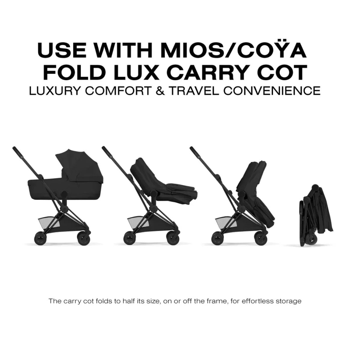 Cybex Coya Stroller (2026) - Style Collection - Matte Black Frame / Sepia Black Lux Seat - Ultra-Compact Carry-On Fold
