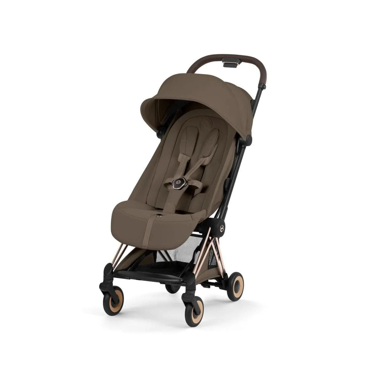 Cybex Coya Stroller (2026) - Style Collection - Rose Gold Frame / Coconut Brown Lux Seat - Ergonomic Near Lie-Flat Recline
