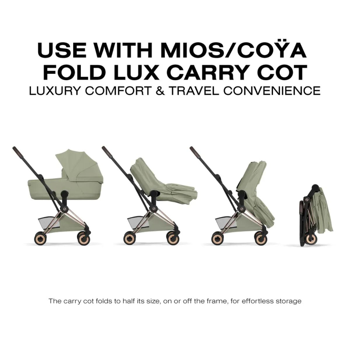 Cybex Coya Stroller (2026) - Style Collection - Rose Gold Frame / Sage Green Lux Seat - Ultra-Compact Carry-On Fold